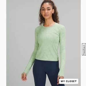 Lululemon swiftly tech race length long sleeve - creamy mint green - size 10
